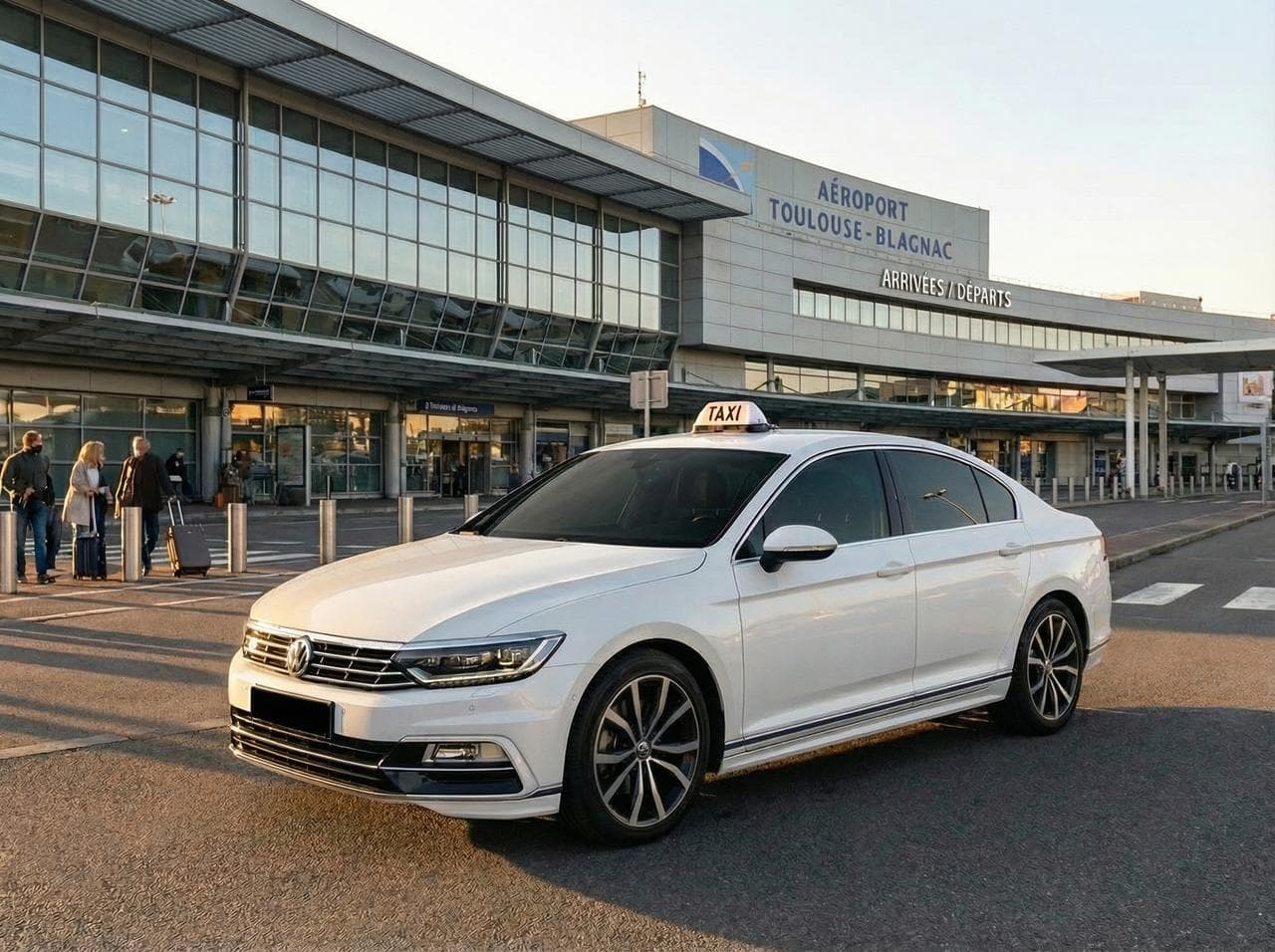Taxi Hichem — Volkswagen Passat B8 devant l'Aéroport Toulouse-Blagnac
